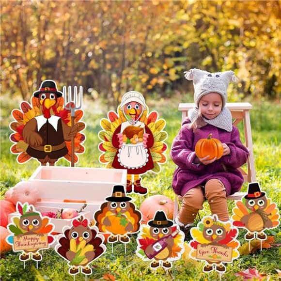 8PCS Thanksgiving Yard Signs with Stakes, Thanksgiving Decorations Outdoor - Picture 7 of 8